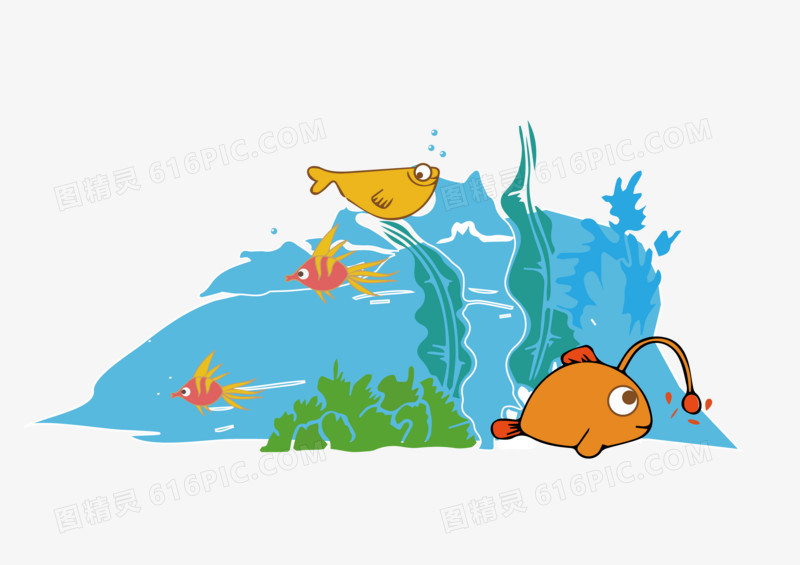 手绘海洋鱼类矢量图插画素材