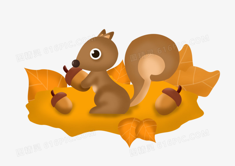秋分之手绘卡通可爱的小松鼠