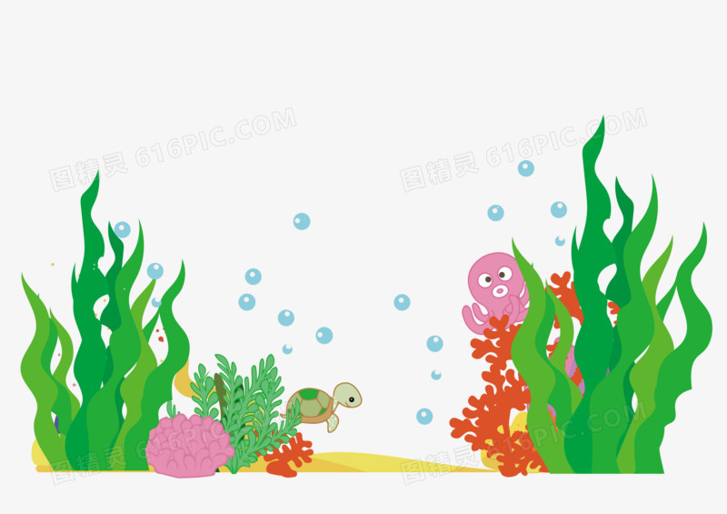 手绘海底鱼类矢量图插画