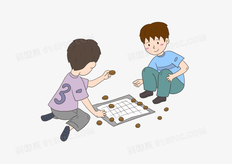 卡通好朋友一起玩耍下象棋