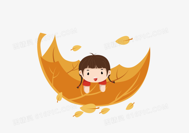 秋天女孩和叶子