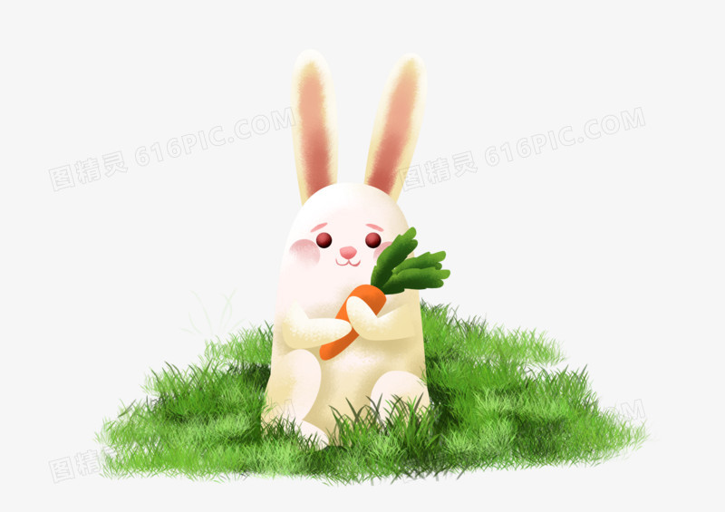 卡通可爱兔子胡萝卜元素