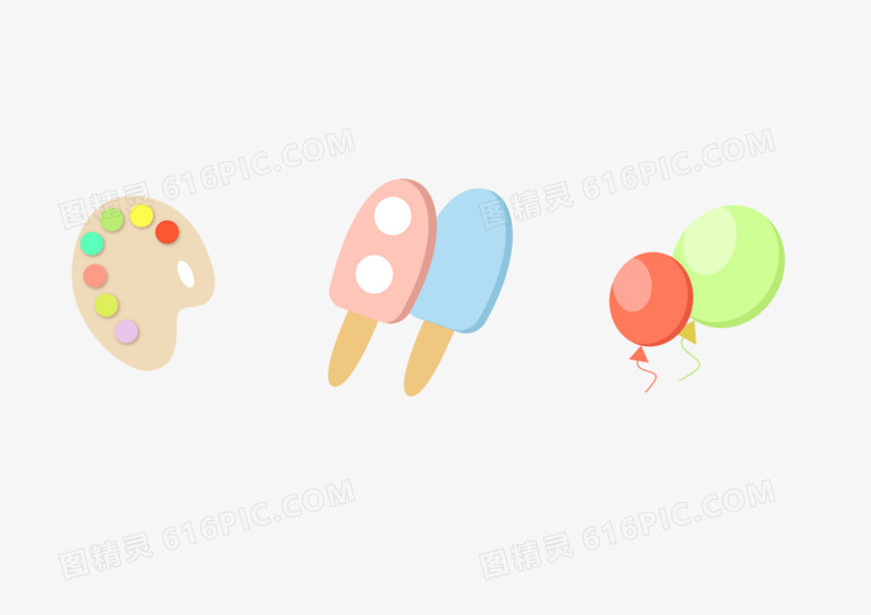 儿童画板冰淇淋气球创意元素