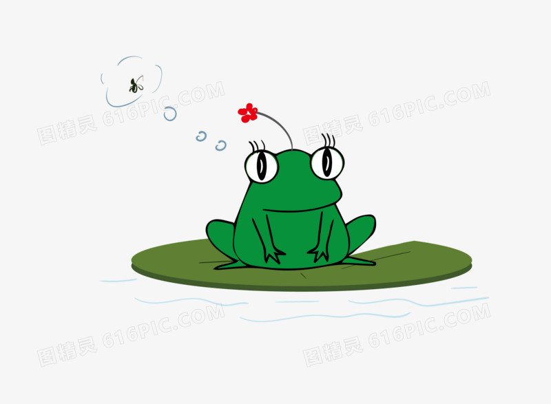 卡通手绘发呆的青蛙