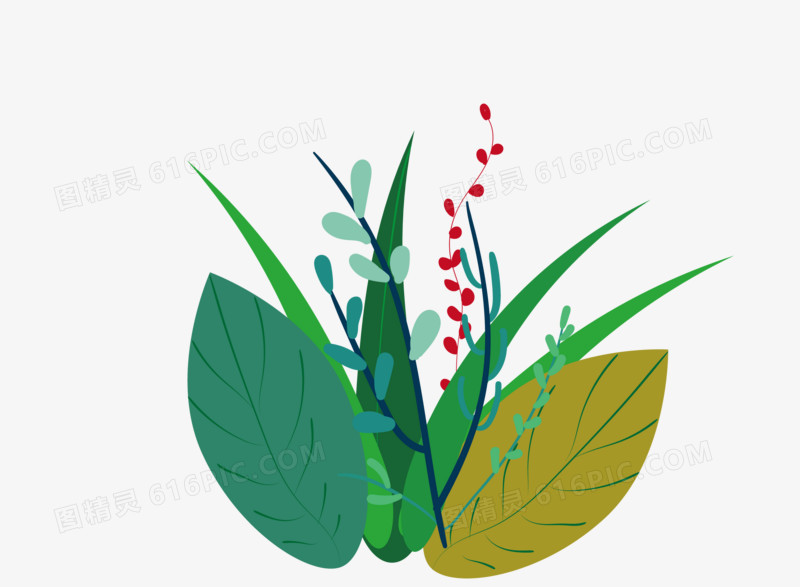 手绘夏季植物素材插画