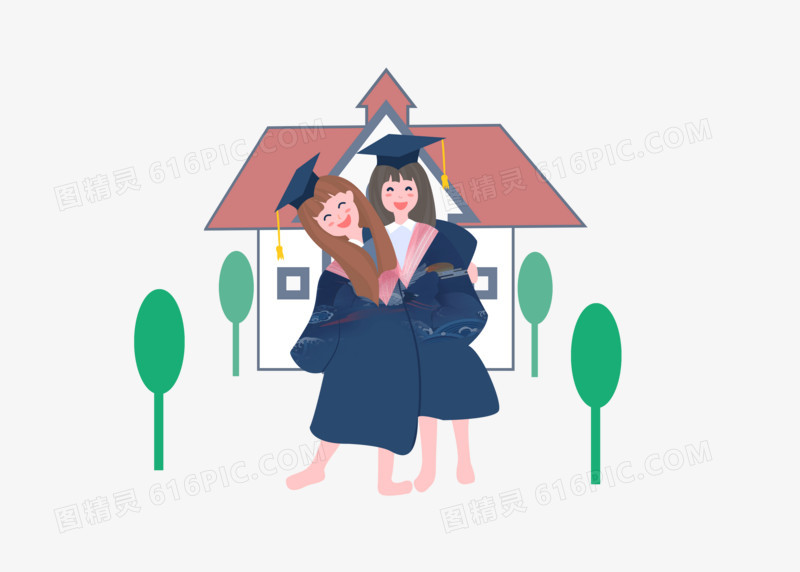 青春回忆毕业季女生手绘插画