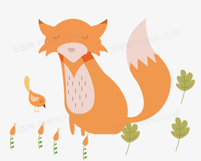 秋天动物狐狸可爱创意手绘元素