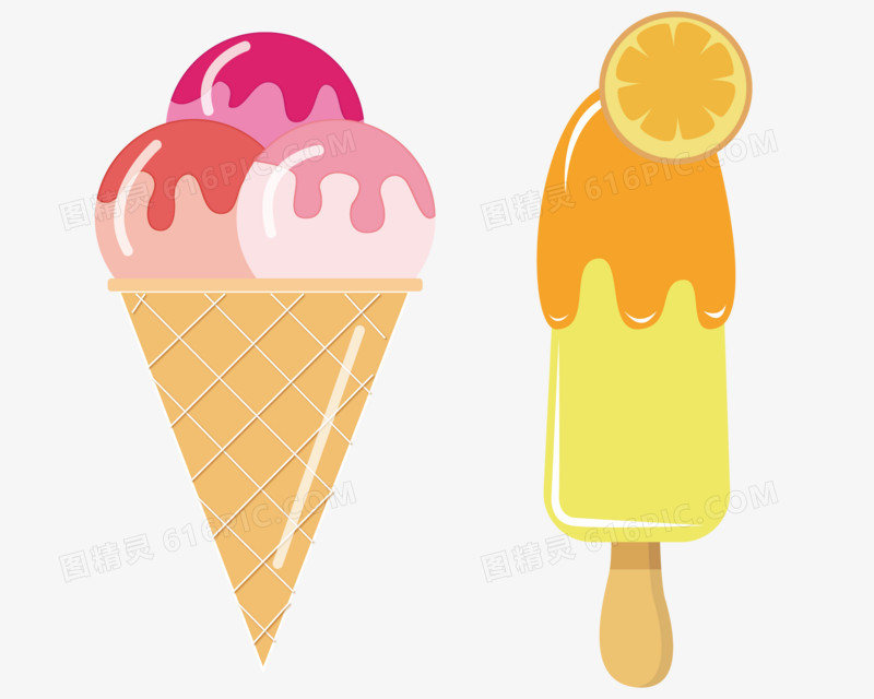 夏天冰淇淋创意手绘元素