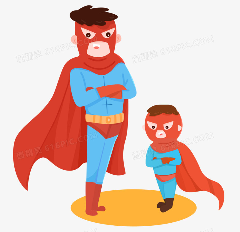 父亲节超人爸爸卡通超人父子可爱男孩蒙面蜘蛛侠
