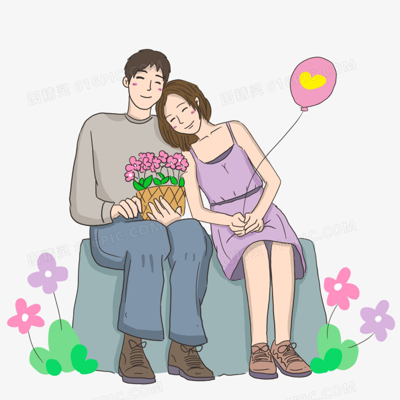 卡通简约人物情人节情侣