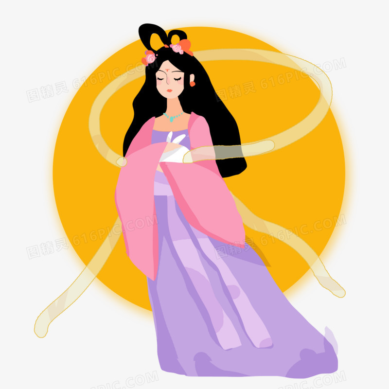 矢量中秋月亮嫦娥插画元素