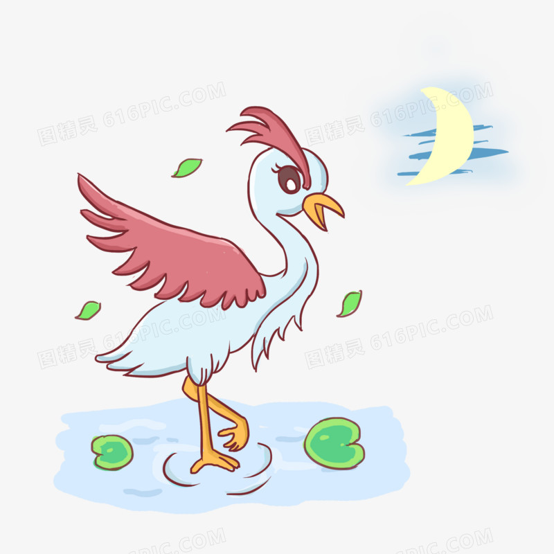 白鹭卡通手绘元素