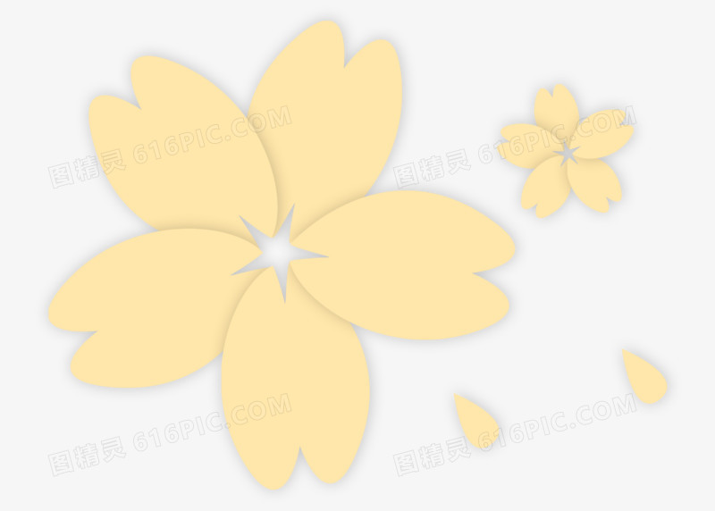 通用手绘剪纸黄色创意可爱花朵