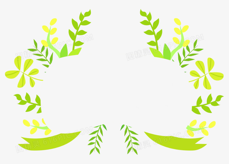 手绘森系可爱植物绿叶叶子花朵边框装饰