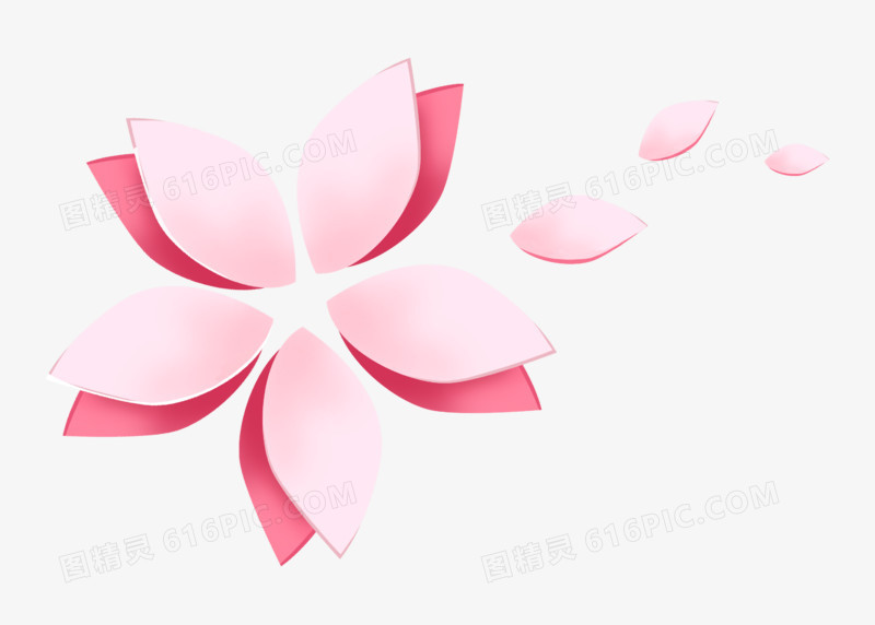 通用手绘剪纸粉色红色可爱花朵