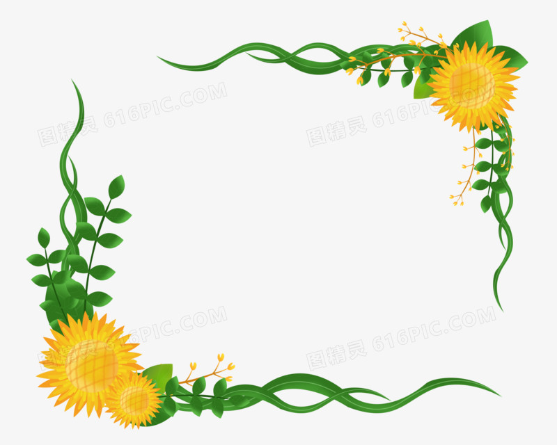 手绘卡通精美的植物向日葵边框