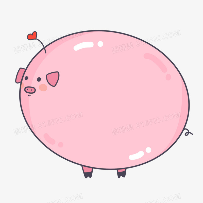 粉色圆形动物小猪边框元素