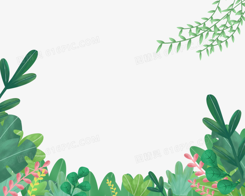 手绘卡通精美的植物背景边框