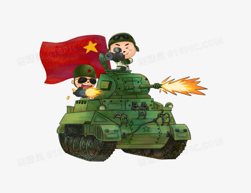 卡通手绘现代坦克军人元素