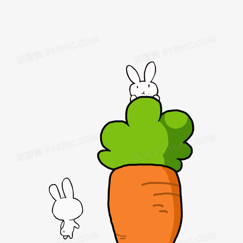兔子胡萝卜可爱插画