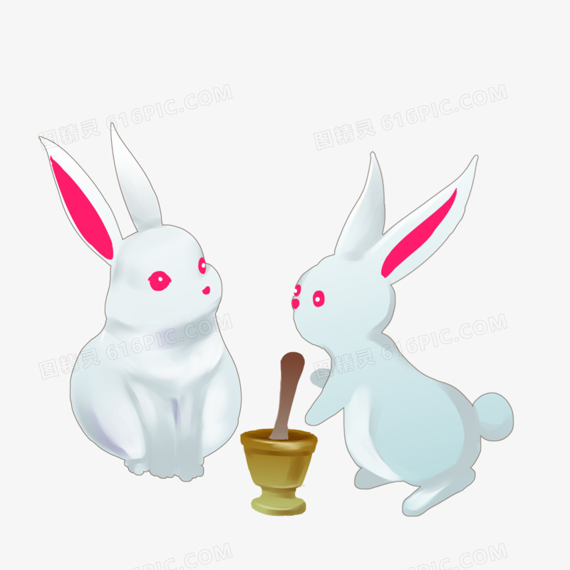 中秋节之玉兔捣药成双成对