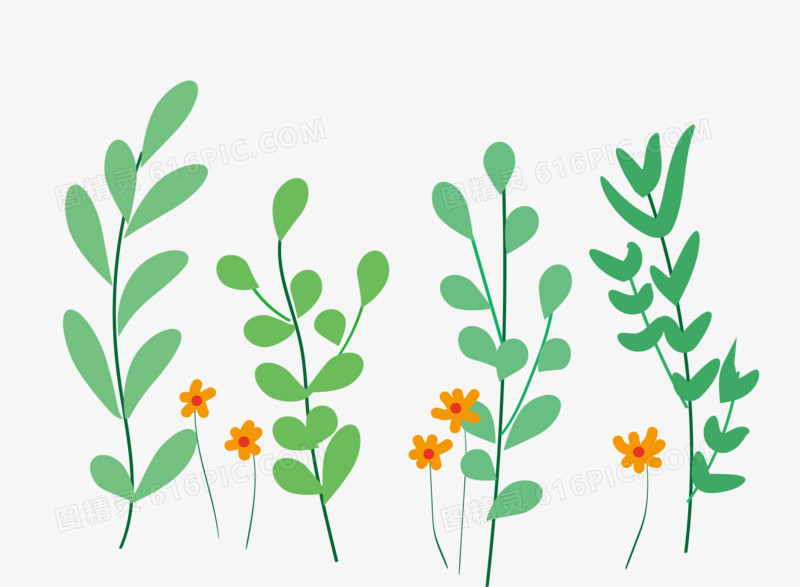 手绘小花植物花边素材元素