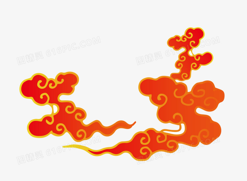 红色中国风祥云图案元素