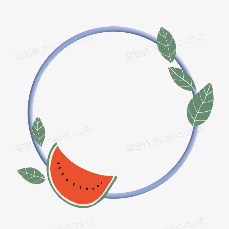 清爽夏日西瓜薄荷边框元素