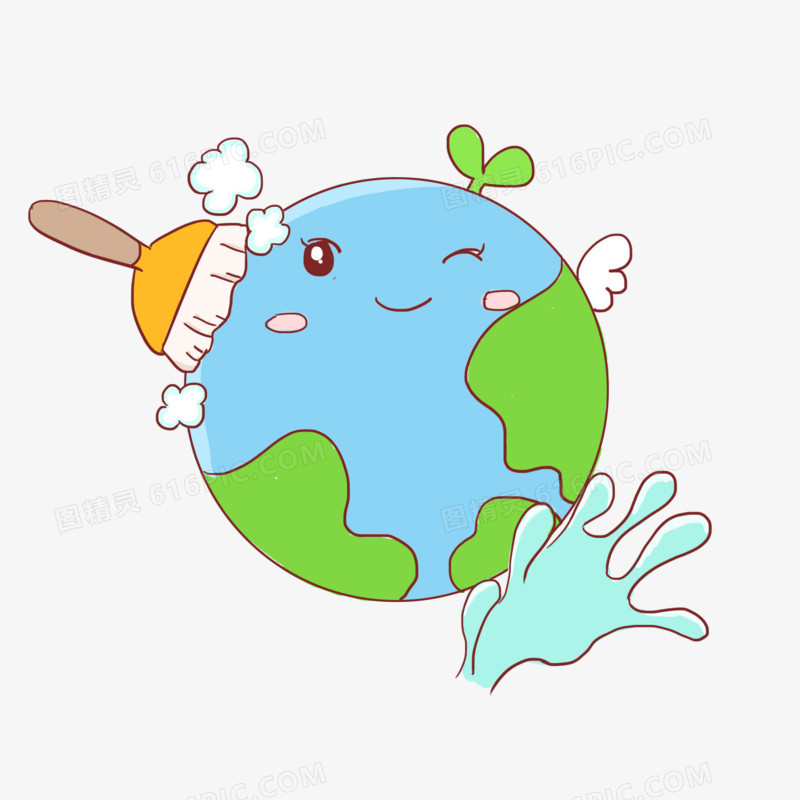 世界清洁地球日手绘卡通元素