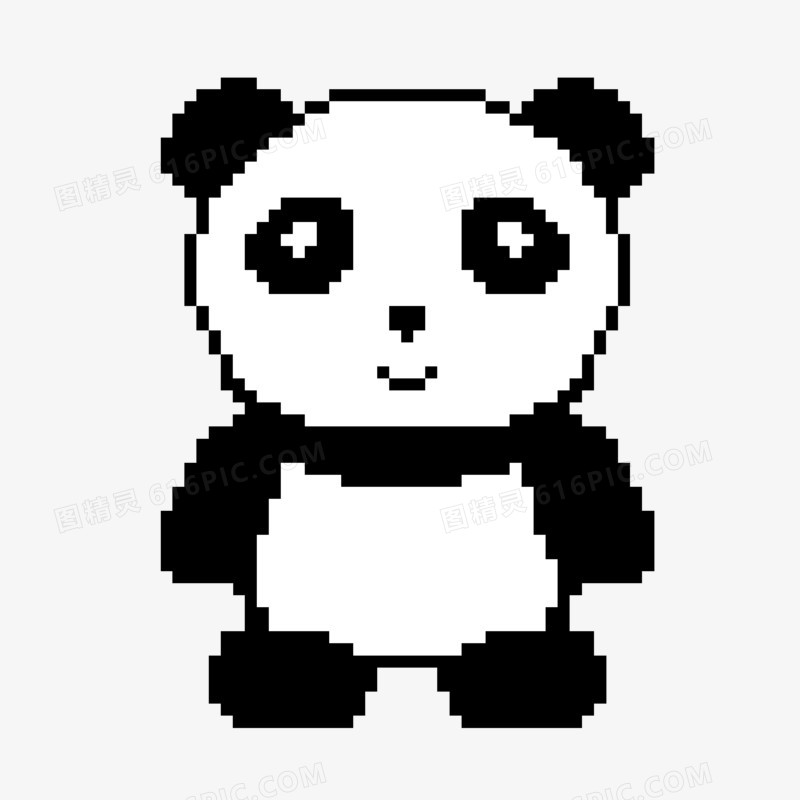 创意卡通动物熊猫像素风格元素