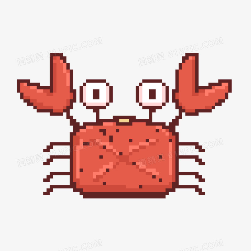 创意卡通动物螃蟹像素风格元素螃蟹