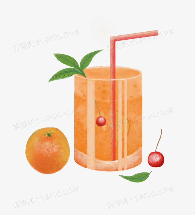 橙子红樱桃水果汁