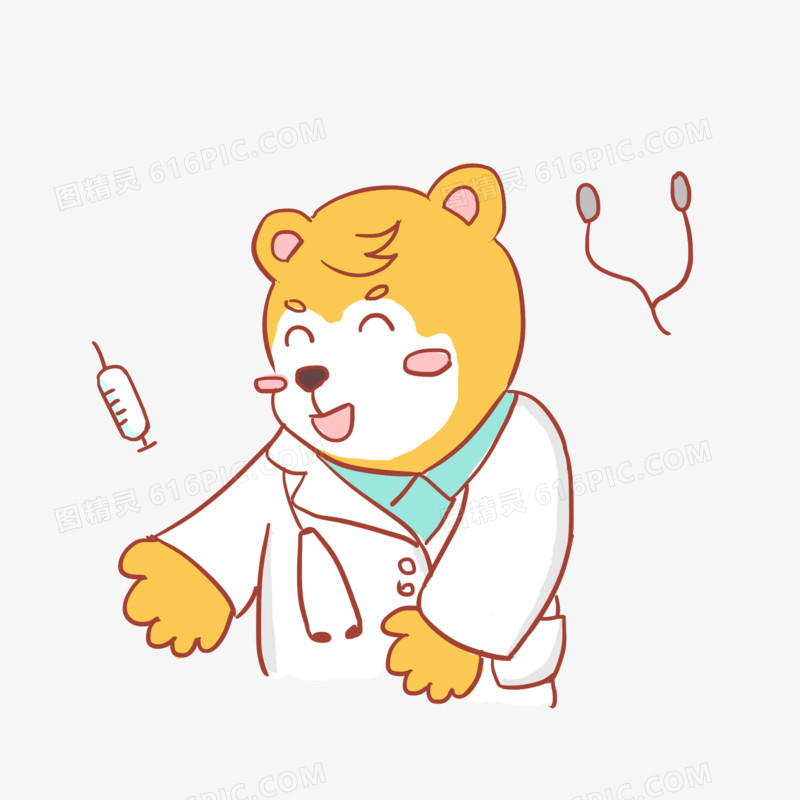 熊医生手绘卡通素材