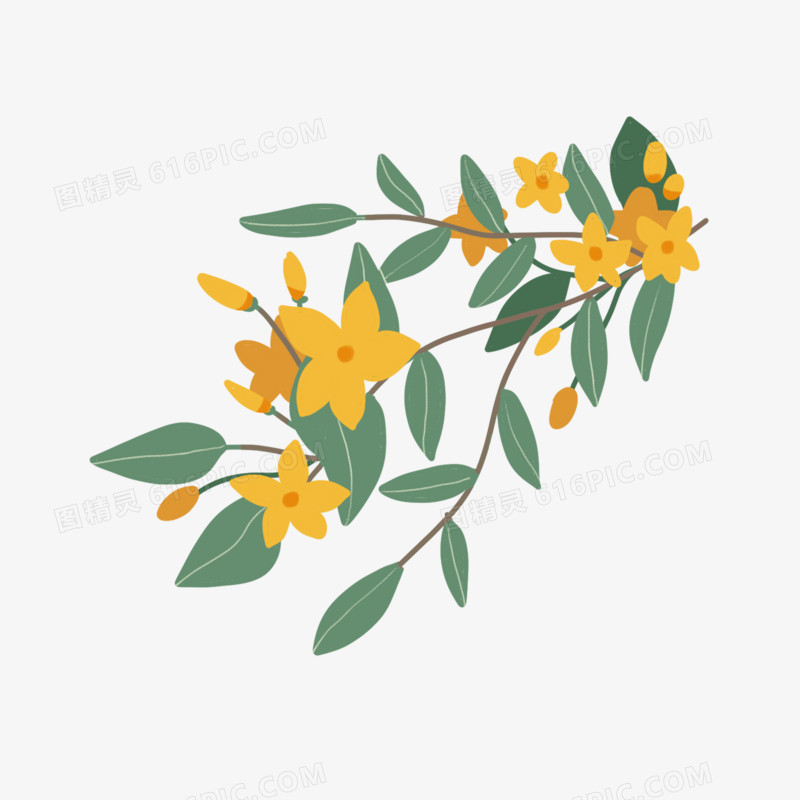 手绘小黄花免抠元素