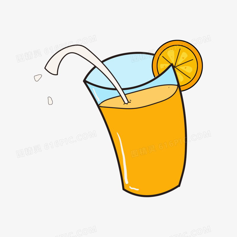 卡通手绘水彩橙汁果汁