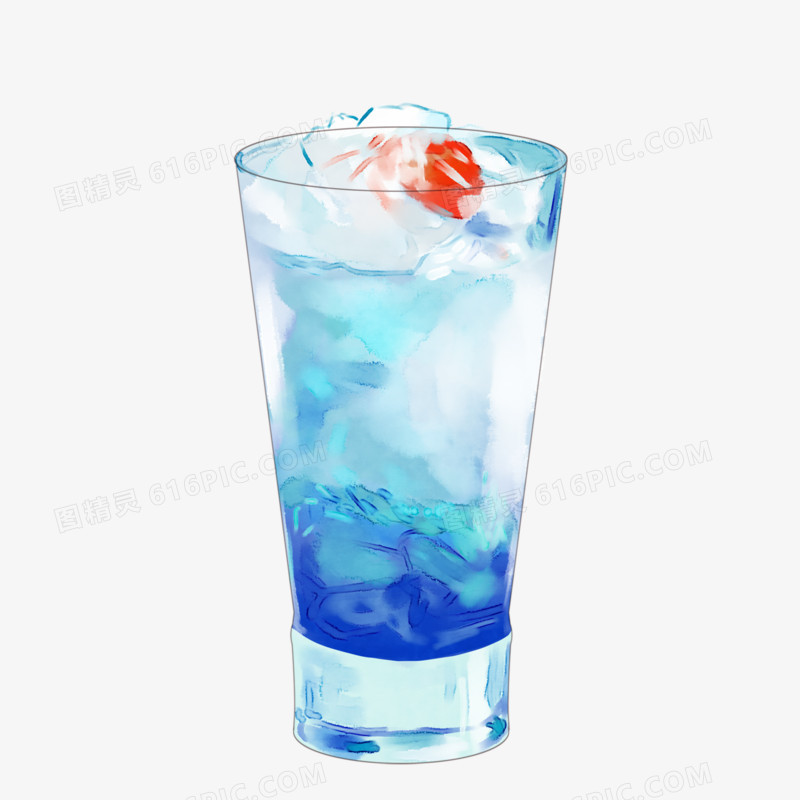 手绘水彩渐变冷饮冰块