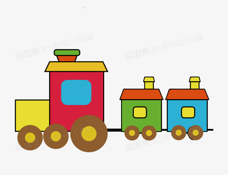 手绘儿童玩具小火车矢量图元素