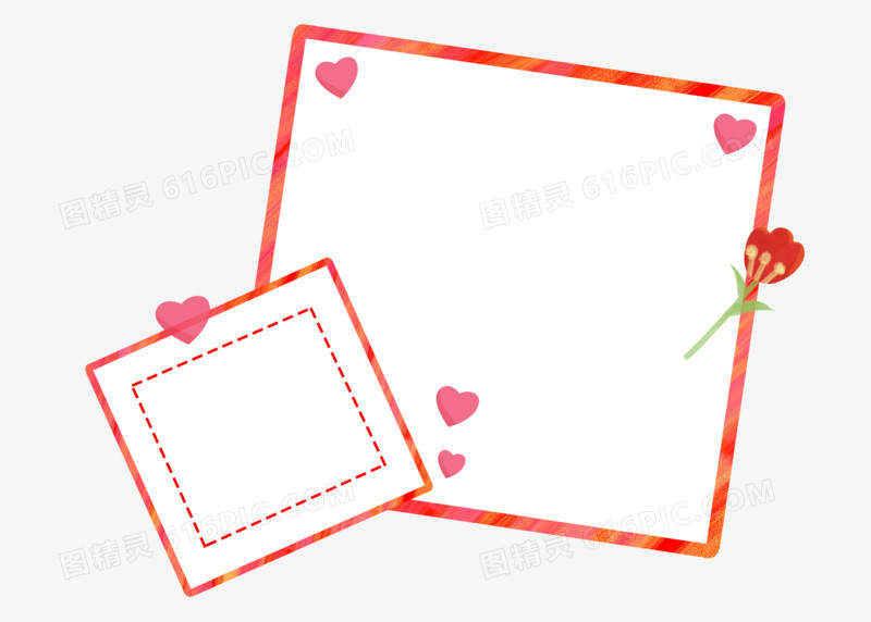 七夕情人节手绘爱心玫瑰对话框边框装饰