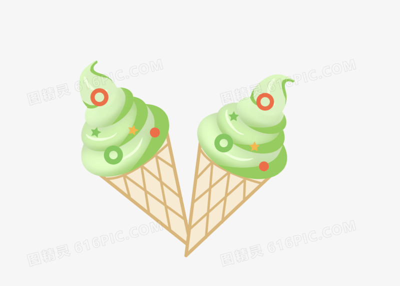 卡通清凉夏天美食冰淇淋手绘插画
