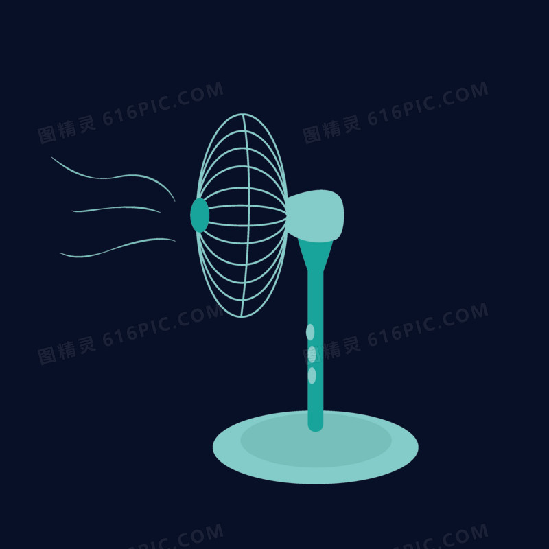 简约卡通夏季用品风扇手绘插画