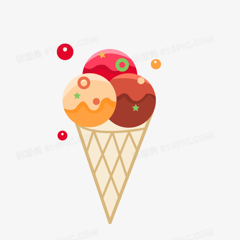 卡通美味夏季美食冰淇淋手绘插画