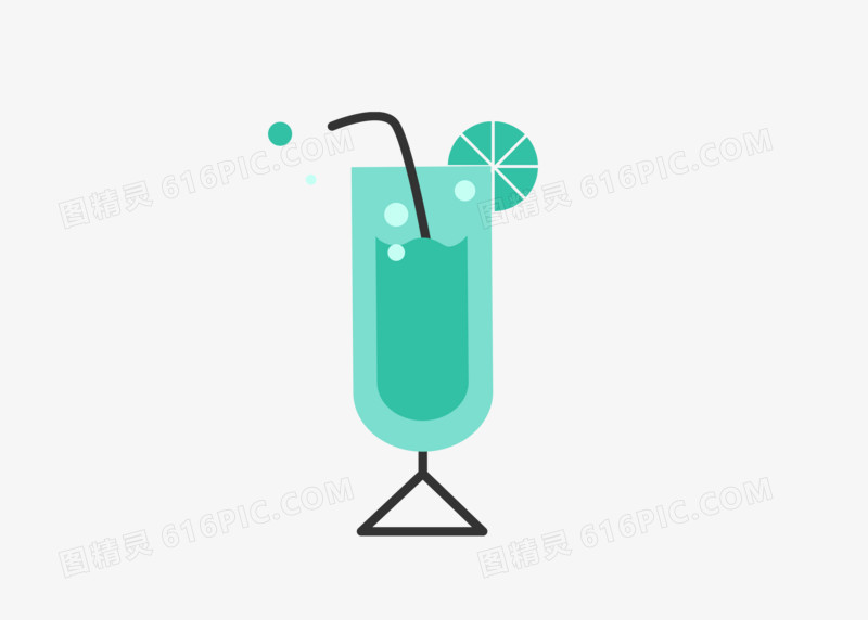 清凉简约夏季饮品青柠汁手绘插画