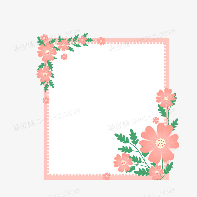 植物矩形边框粉色花朵边框植物花朵