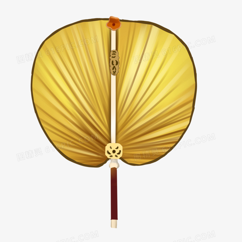 手绘夏日圆形扇子元素