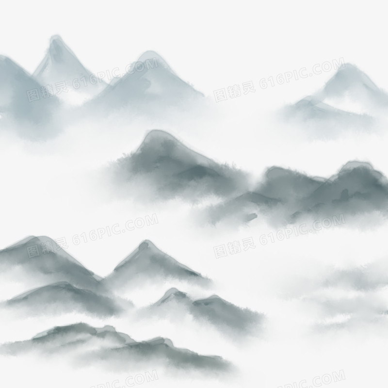 中国风水墨山水群山