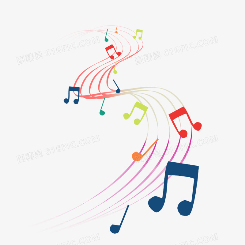 悦动彩色音符免抠元素