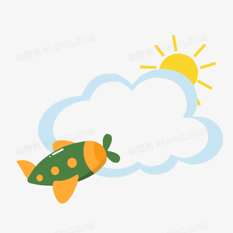 卡通飞机边框免抠元素