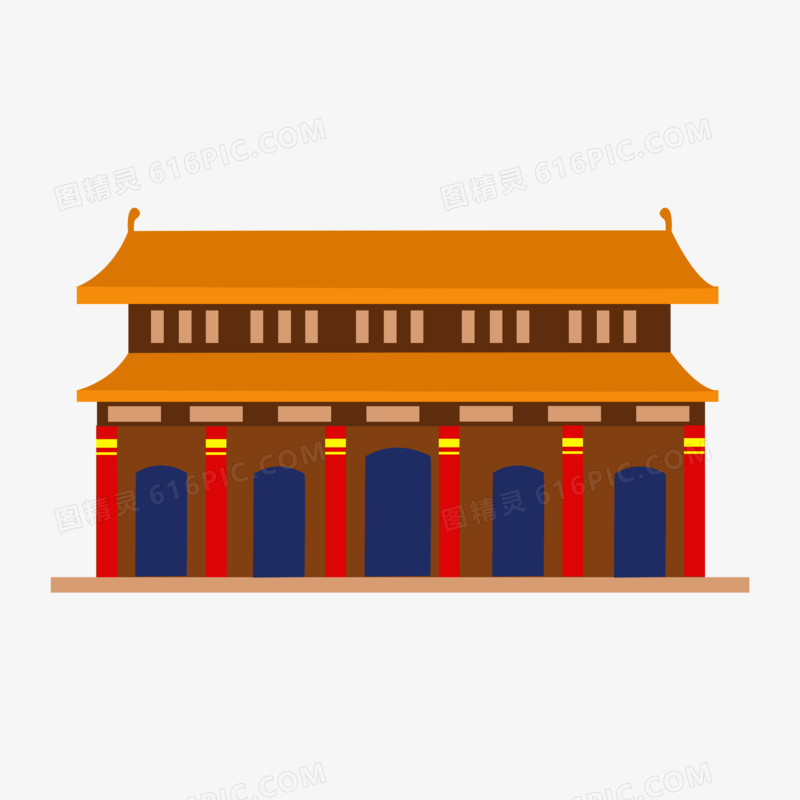 手绘中国古代建筑故宫