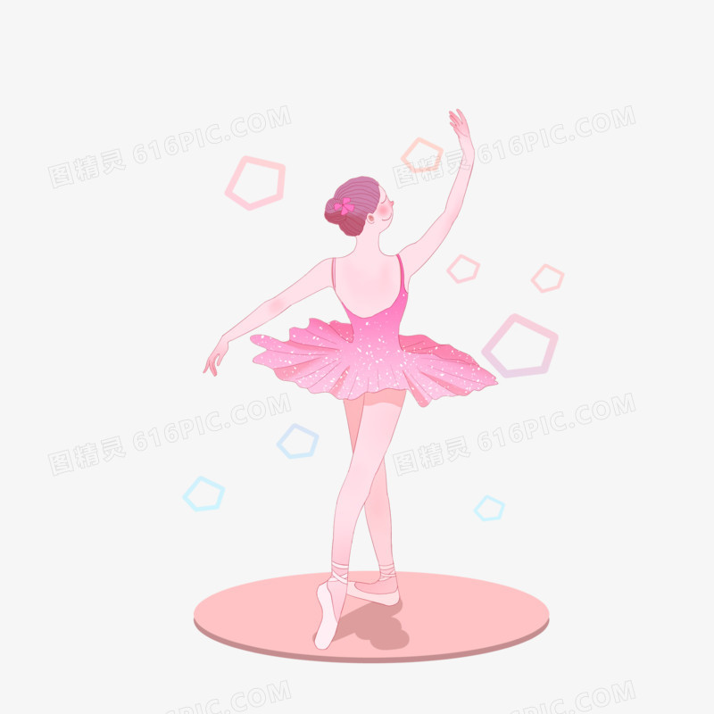 手绘卡通优美舞蹈女孩插画元素
