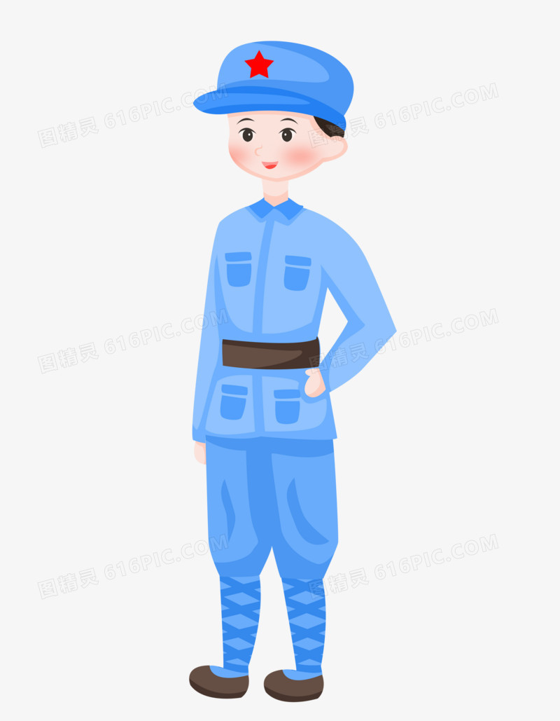 手绘卡通可爱的革命军人